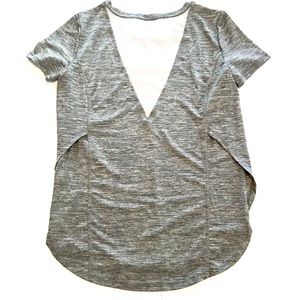 ATHLETA | Grey Stretch Split-Side Shirt (XXS)